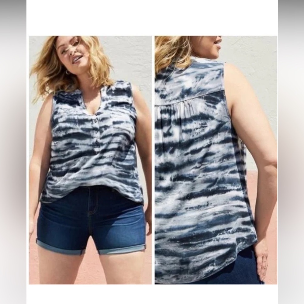 Torrid Black and White Buttoned Tank Top Blouse